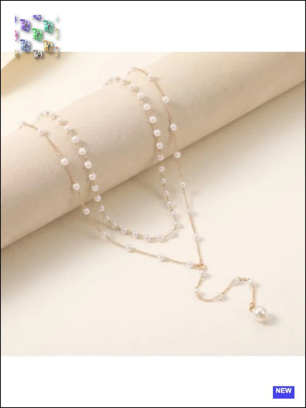 Dainty Y Shape Layered Faux Pearl Drop Chain Choker Necklace